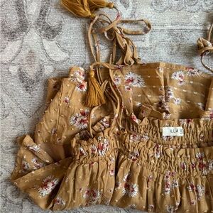 Floral Mustard Yellow Smocked Top